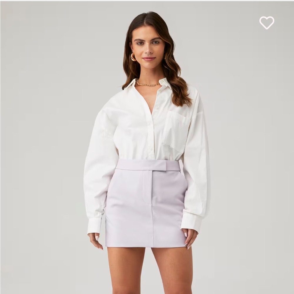 Lamarque Alexia Leather Mini Skirt Lavender Lilac High Rise